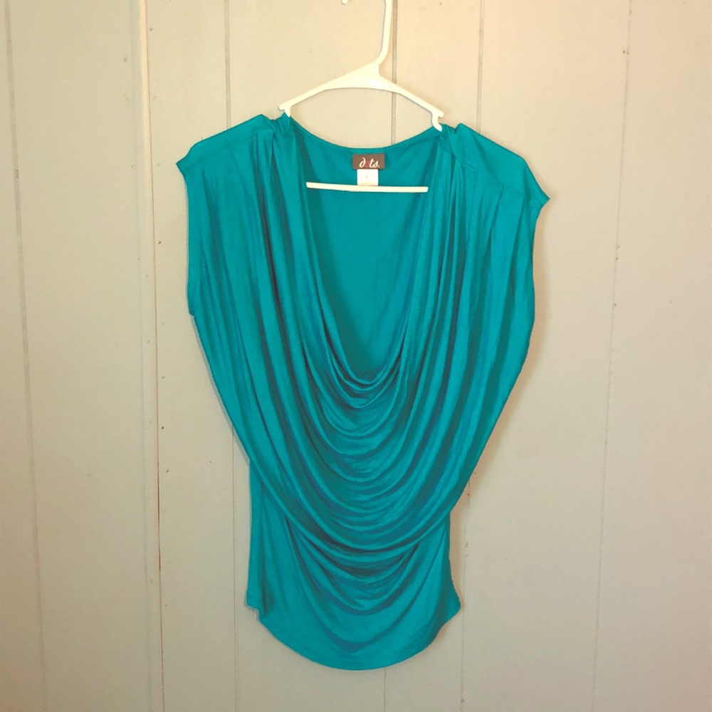Turquoise low cut blouse